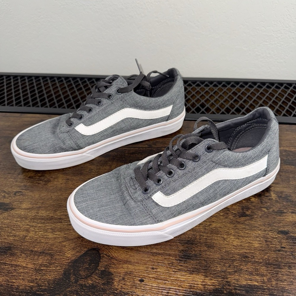 Vans Ward Low Gray Pink Skate Shoes Womens Size 9 Canvas Lace Up Sneakers
